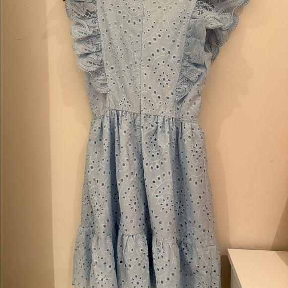 Light Blue Eyelet Ruffle Dress - Picture 5 of 6